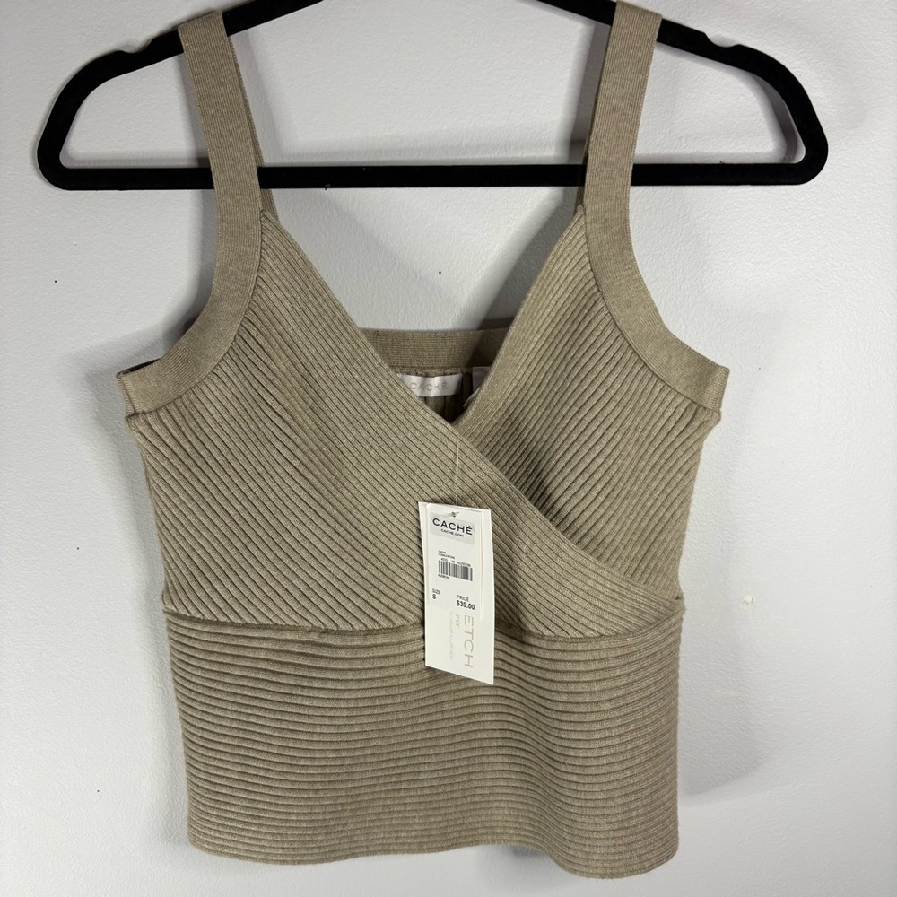 Cache Beige Ribbed Women's Top